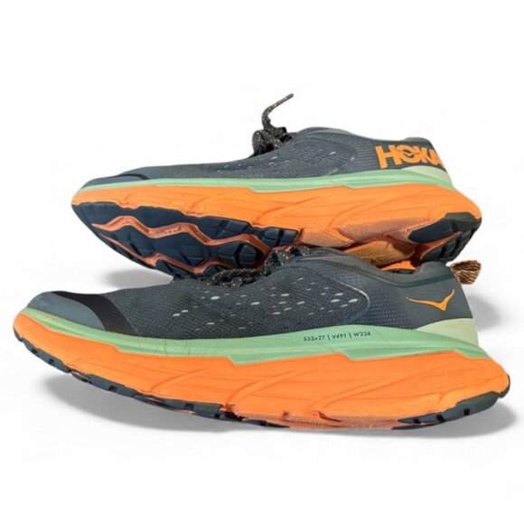 HOKA One One Challenger ATR 6 Real Teal Blue / Cantaloupe Running Shoes Size 9.5 - Picture 6 of 8